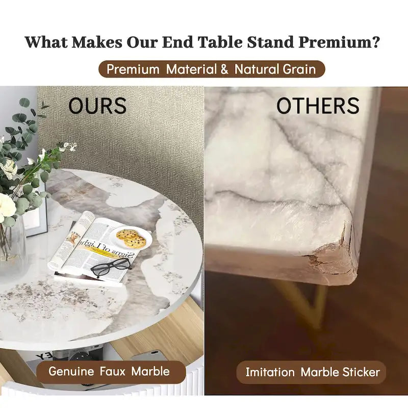 Round End Table with 2 Storage Drawers