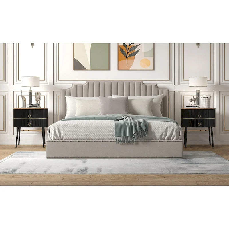 Round End Table with 2 Storage Drawers