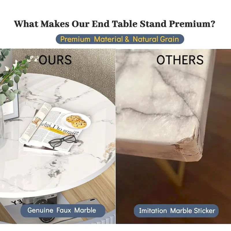 Round End Table with 2 Storage Drawers