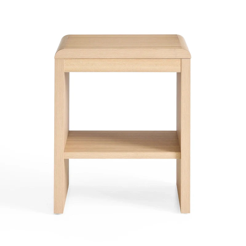 Wood End Table with Rounded Corners and USB Ports