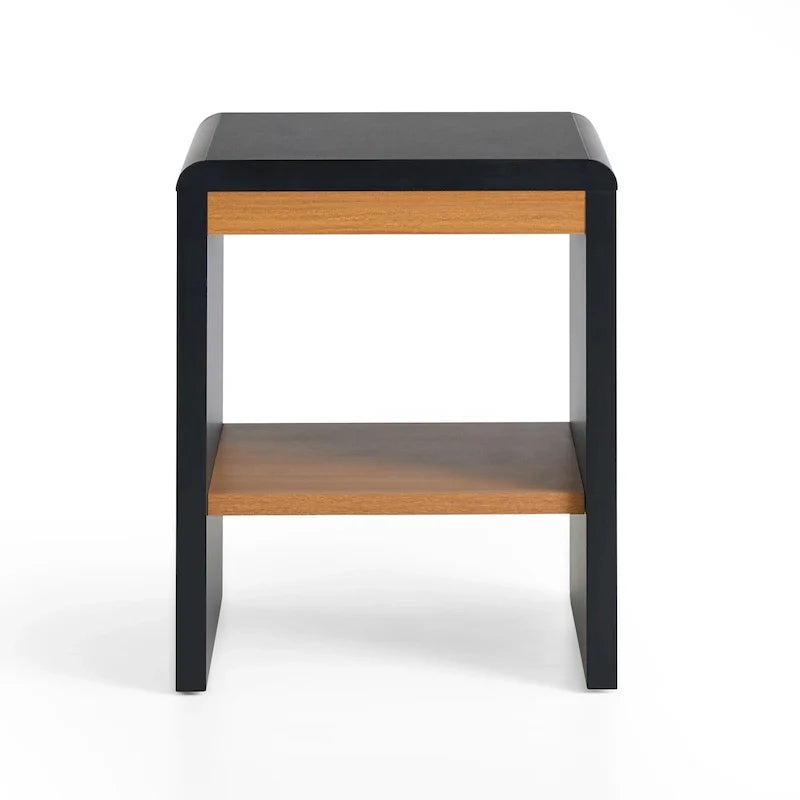 Wood End Table with Rounded Corners and USB Ports
