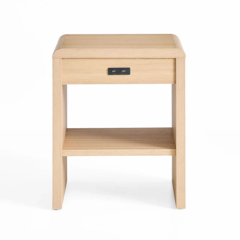 Wood End Table with Rounded Corners and USB Ports