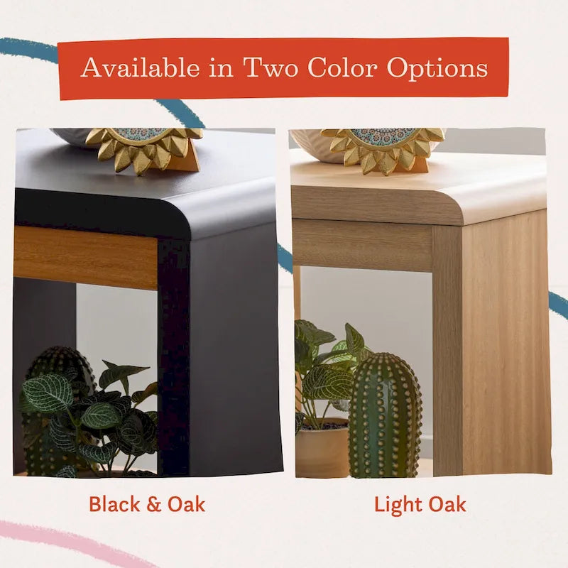 Wood End Table with Rounded Corners and USB Ports