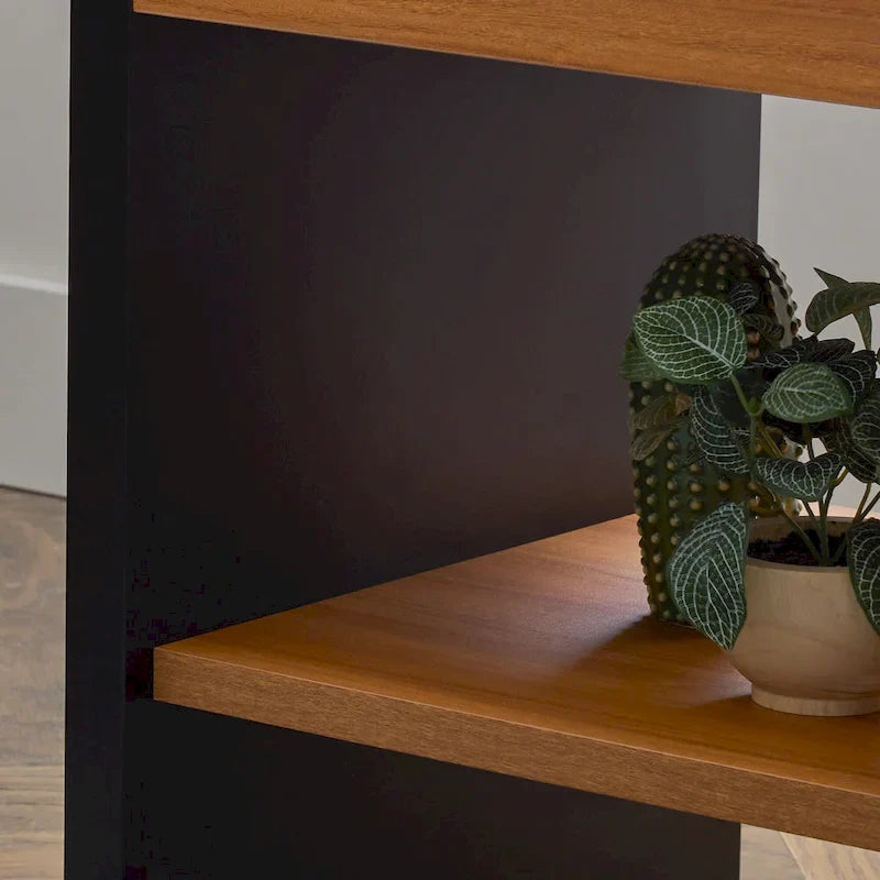 Wood End Table with Rounded Corners and USB Ports
