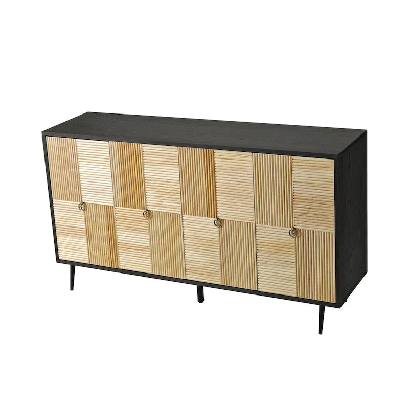 4-Door Storage Cabinet with Carved Doors