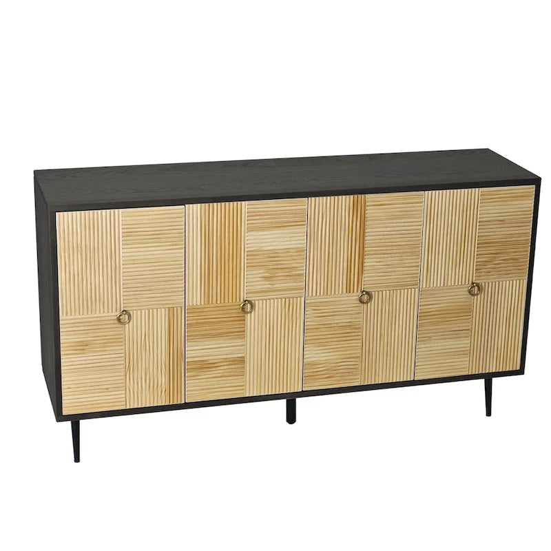 4-Door Storage Cabinet with Carved Doors