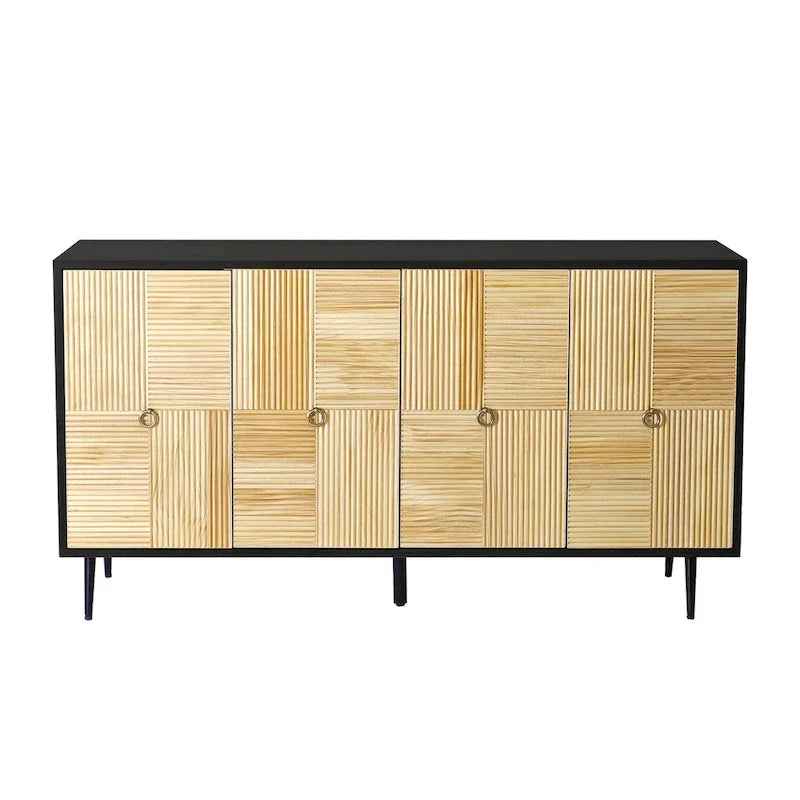 4-Door Storage Cabinet with Carved Doors