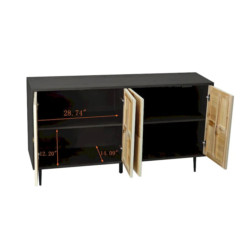 4-Door Storage Cabinet with Carved Doors