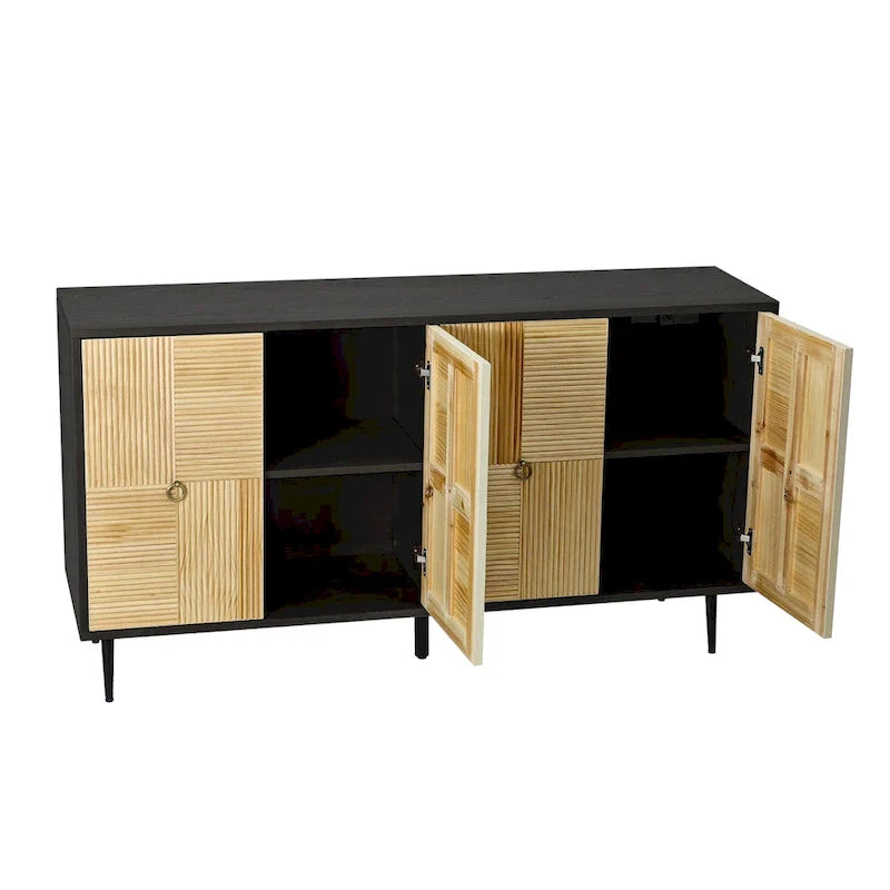 4-Door Storage Cabinet with Carved Doors