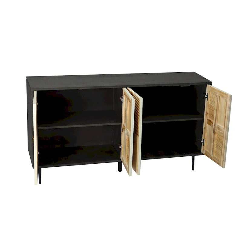 4-Door Storage Cabinet with Carved Doors