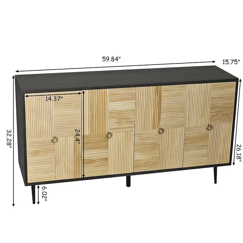 4-Door Storage Cabinet with Carved Doors