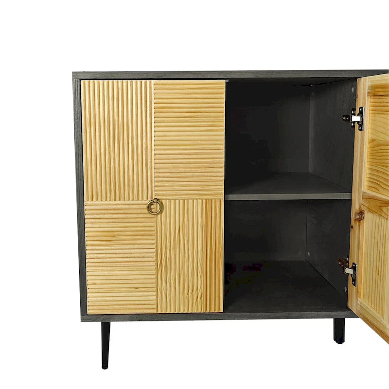 4-Door Storage Cabinet with Carved Doors