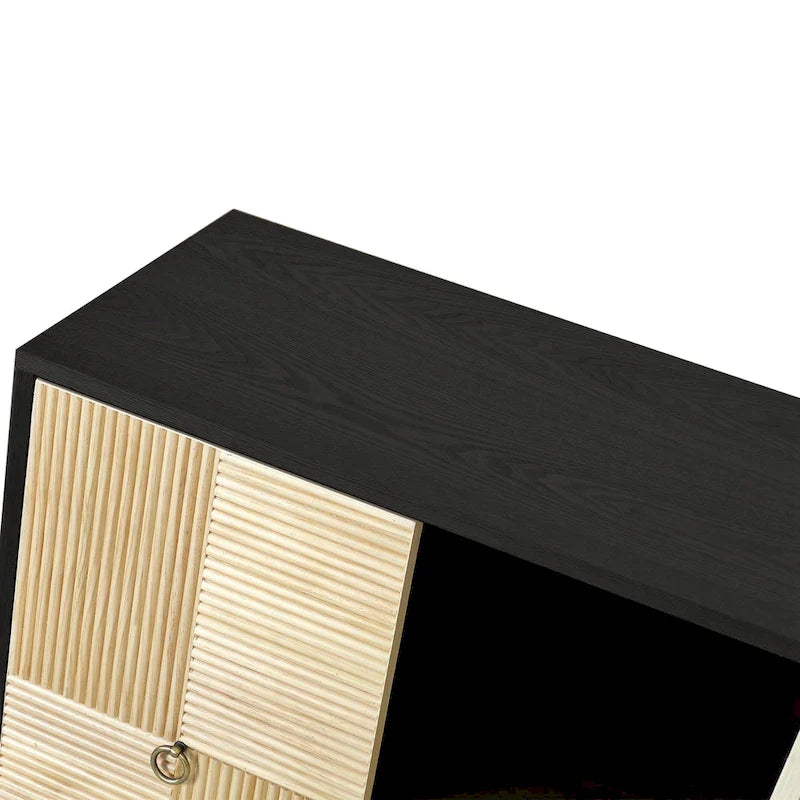 4-Door Storage Cabinet with Carved Doors