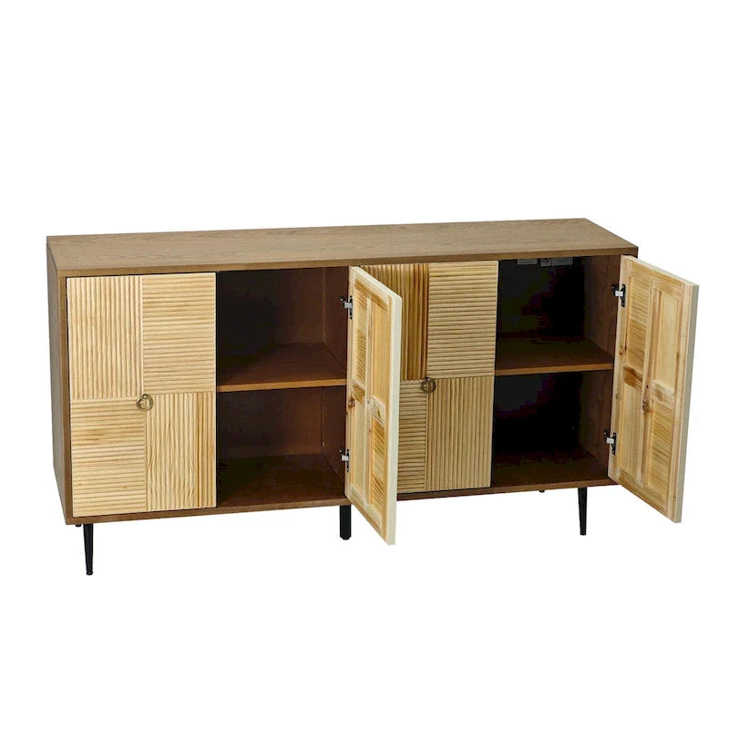 4-Door Storage Cabinet with Carved Doors