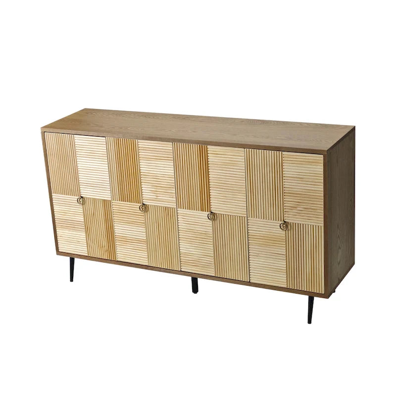 4-Door Storage Cabinet with Carved Doors