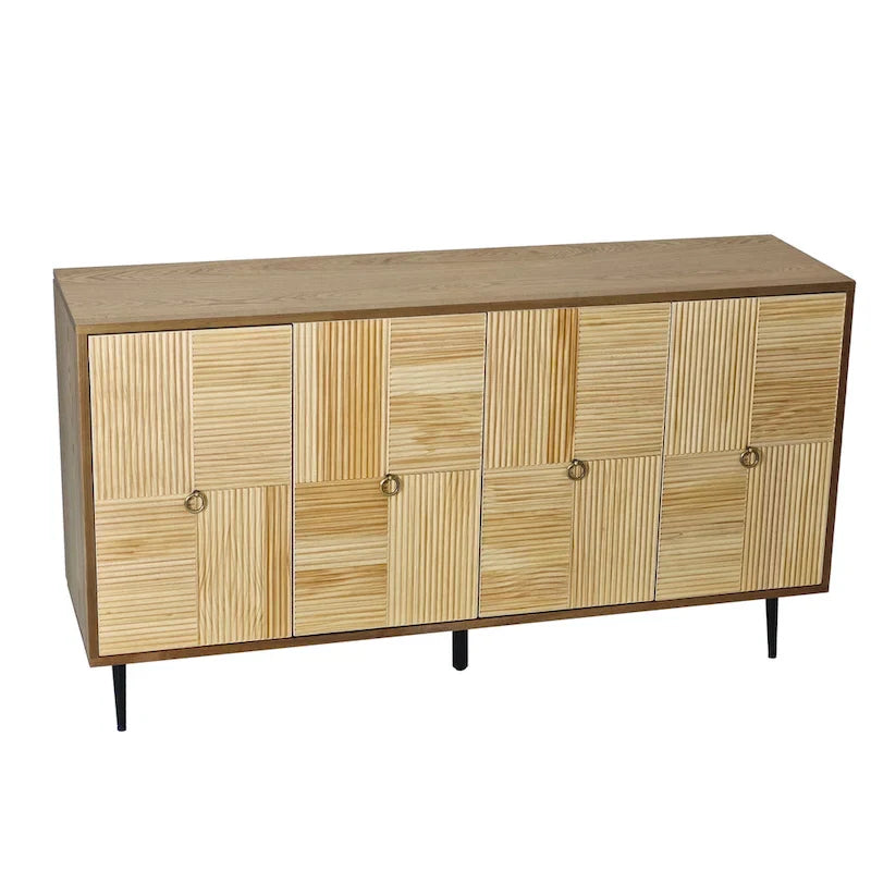 4-Door Storage Cabinet with Carved Doors