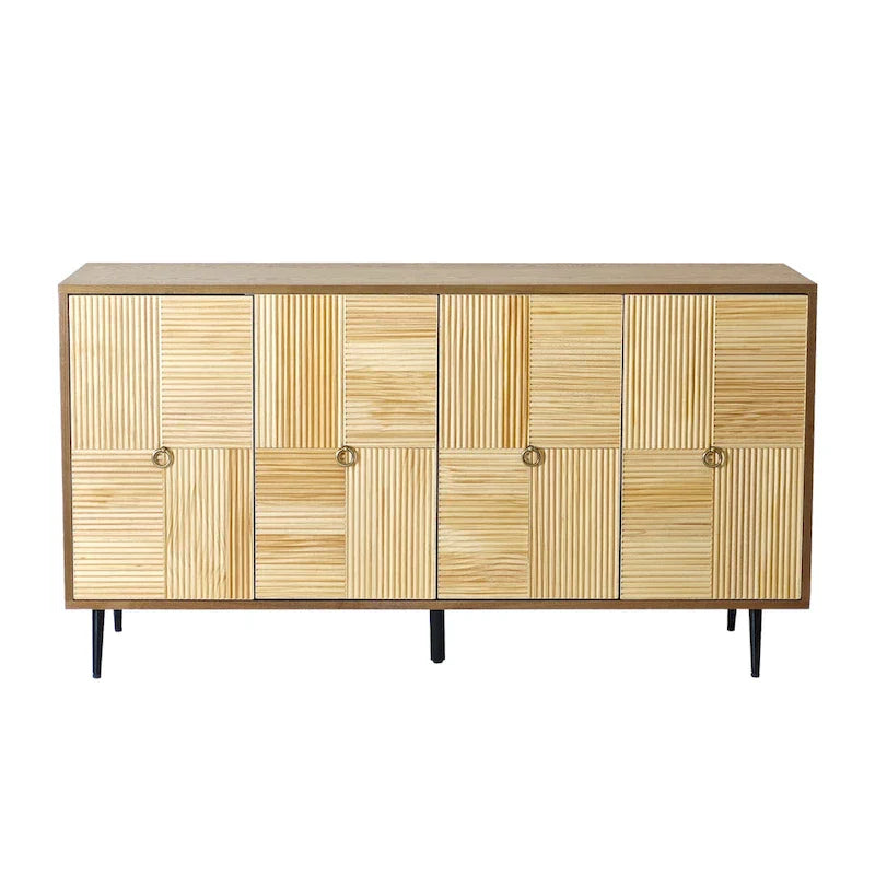 4-Door Storage Cabinet with Carved Doors