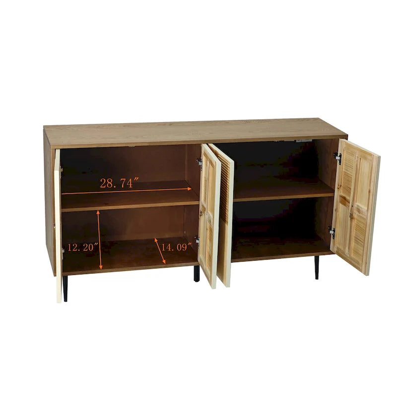 4-Door Storage Cabinet with Carved Doors