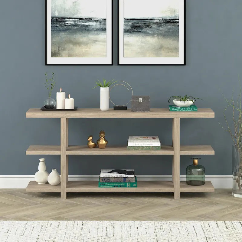 Rectangular Console Table with Storage Shelf