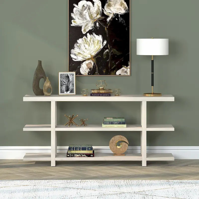 Rectangular Console Table with Storage Shelf
