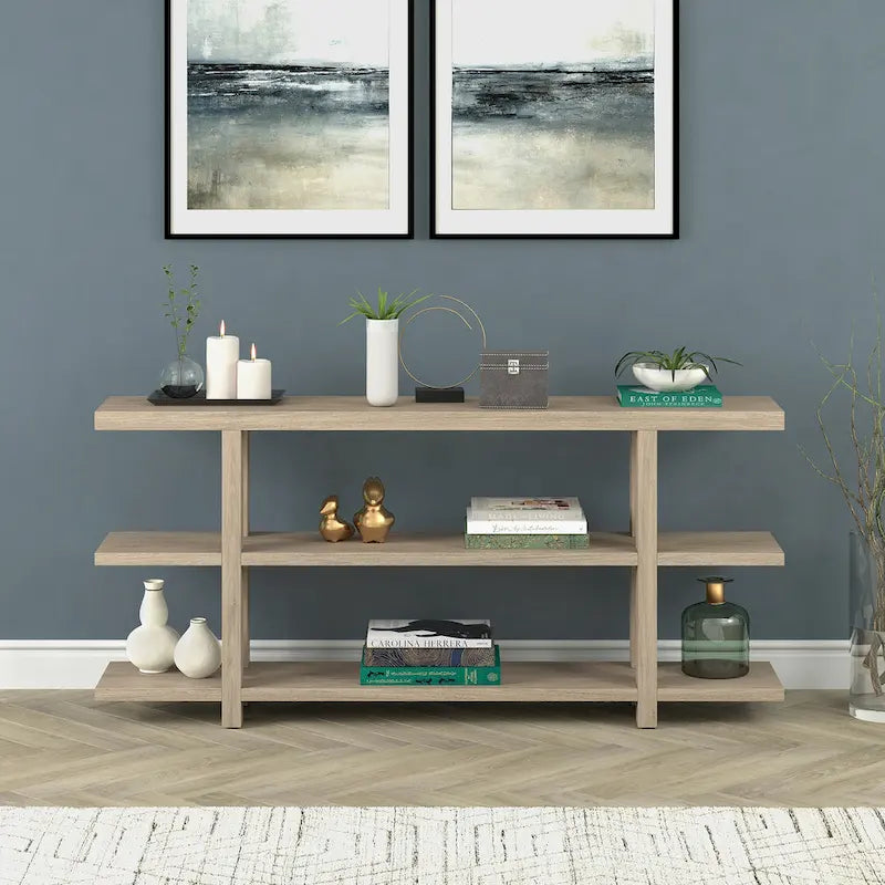 Rectangular Console Table with Storage Shelf