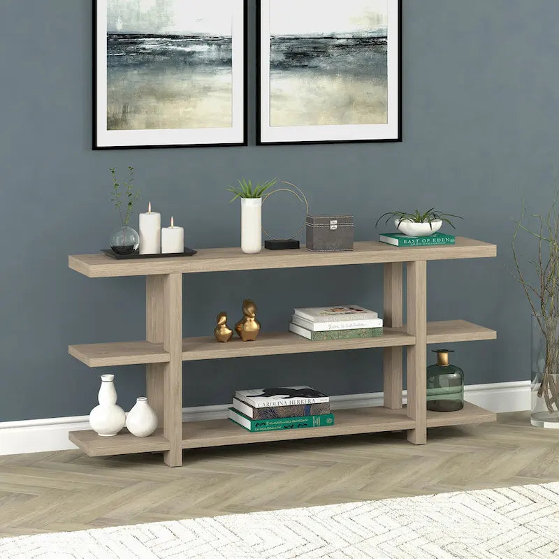Rectangular Console Table with Storage Shelf