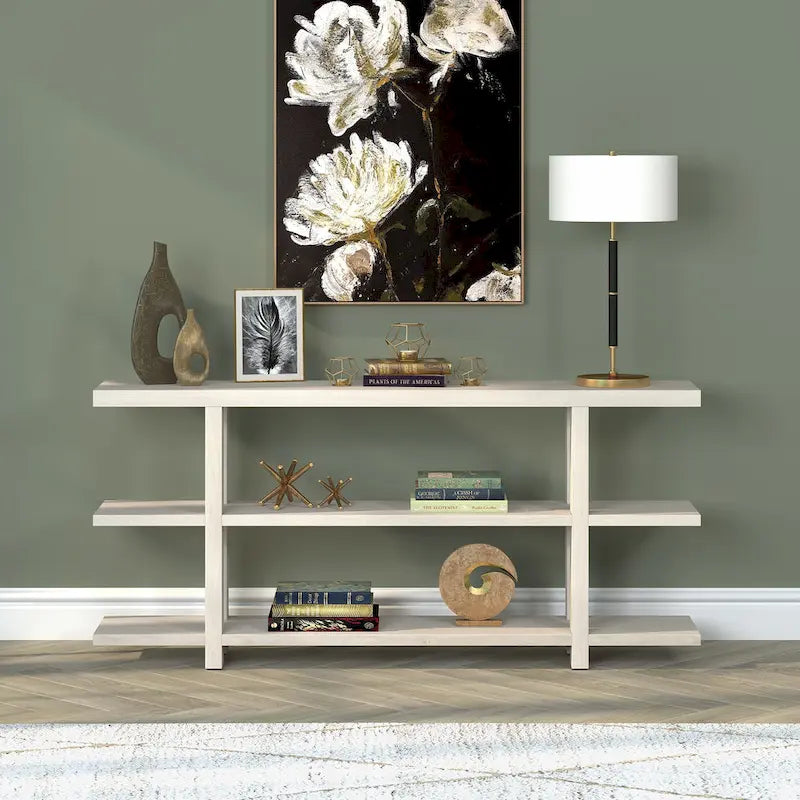 Rectangular Console Table with Storage Shelf