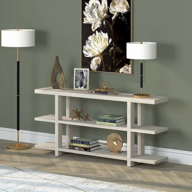 Rectangular Console Table with Storage Shelf