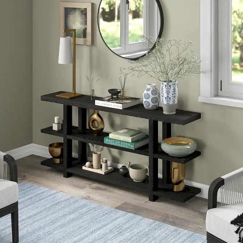 Rectangular Console Table with Storage Shelf