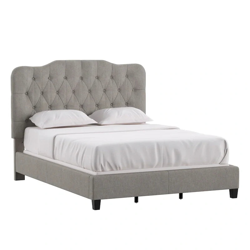 Upholstered Bed with Adjustable Headboard