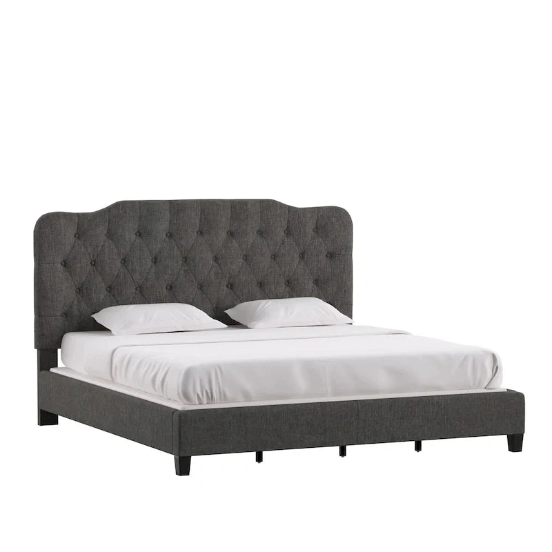 Upholstered Bed with Adjustable Headboard