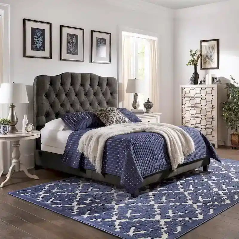 Upholstered Bed with Adjustable Headboard