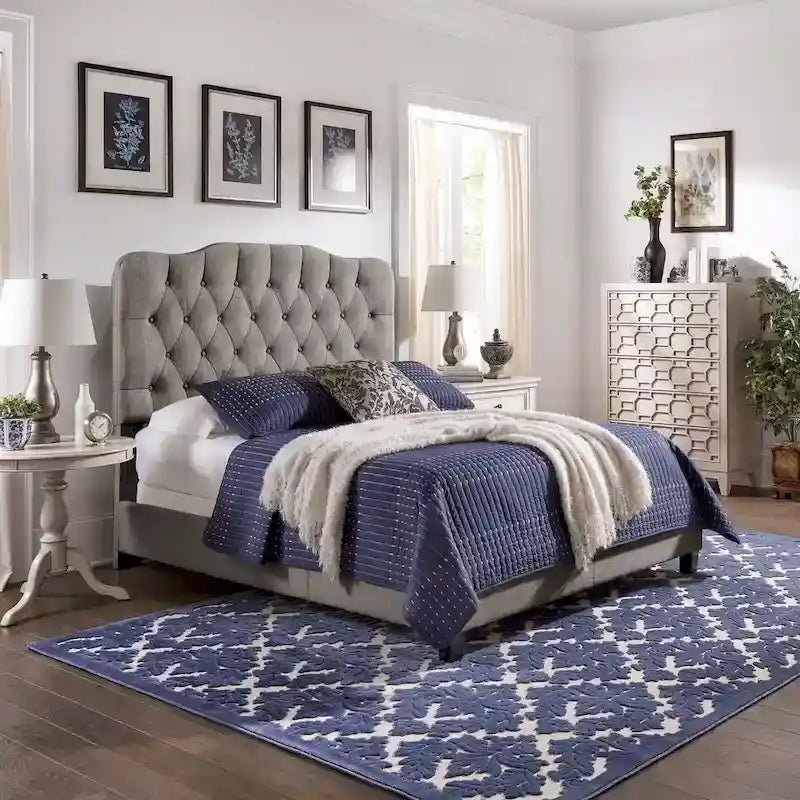 Upholstered Bed with Adjustable Headboard