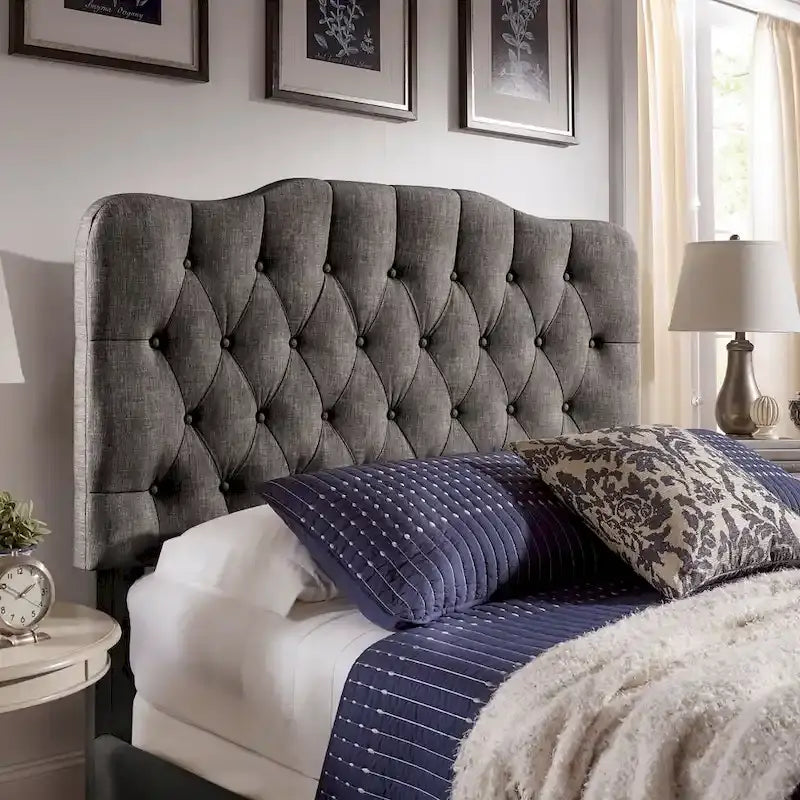 Upholstered Bed with Adjustable Headboard