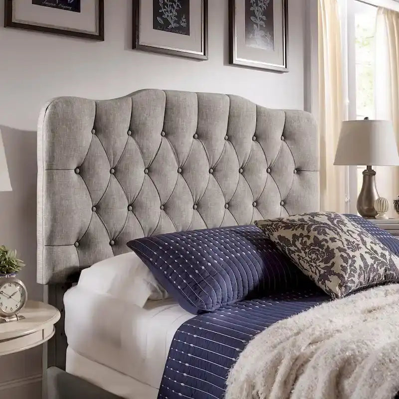 Upholstered Bed with Adjustable Headboard