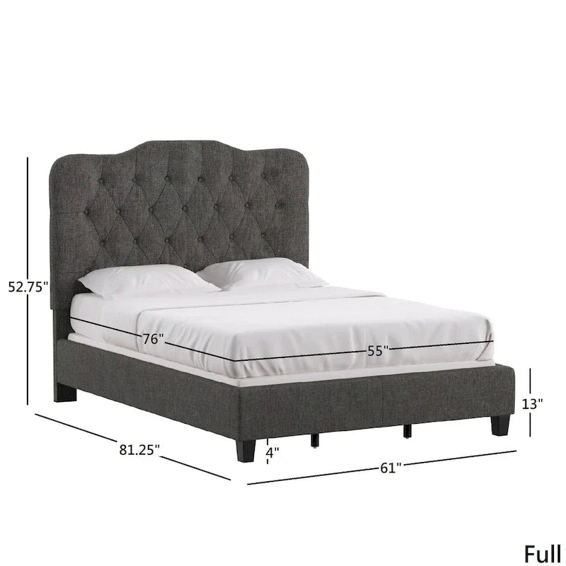 Upholstered Bed with Adjustable Headboard