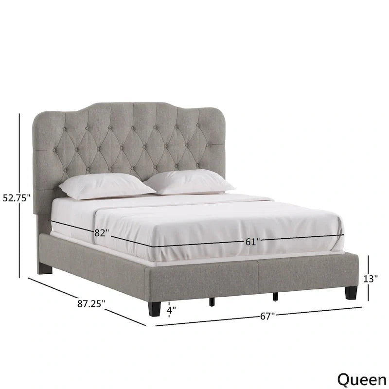 Upholstered Bed with Adjustable Headboard