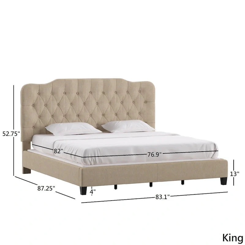 Upholstered Bed with Adjustable Headboard