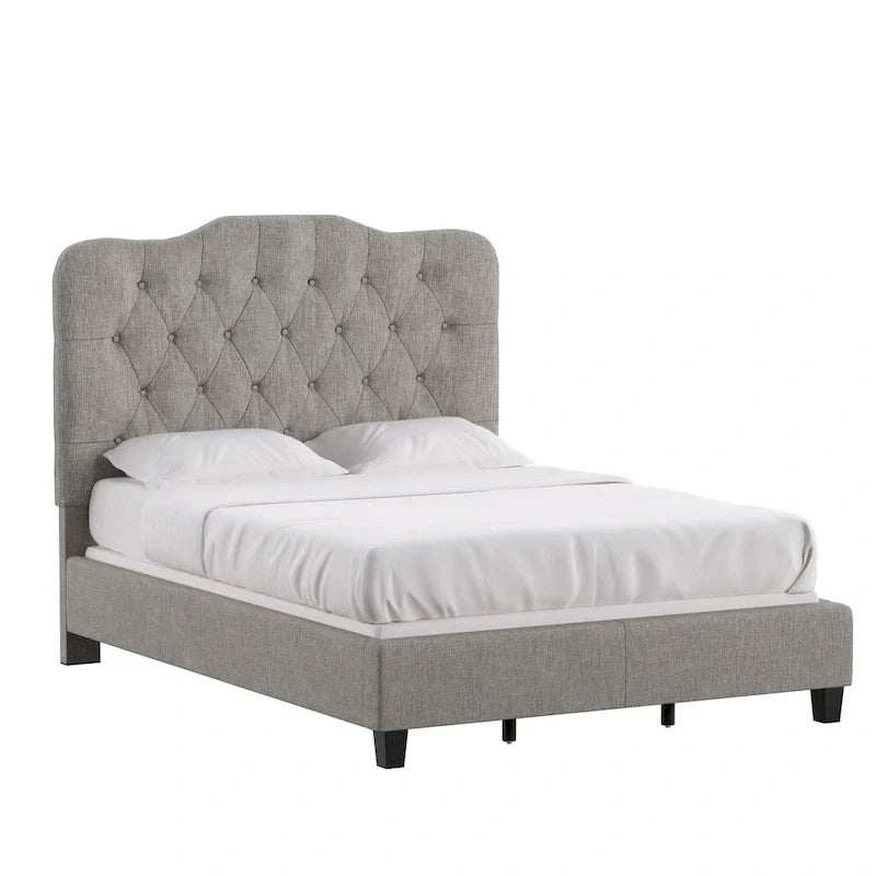Upholstered Bed with Adjustable Headboard
