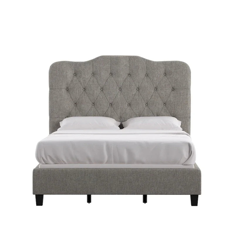 Upholstered Bed with Adjustable Headboard