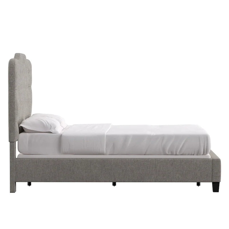 Upholstered Bed with Adjustable Headboard