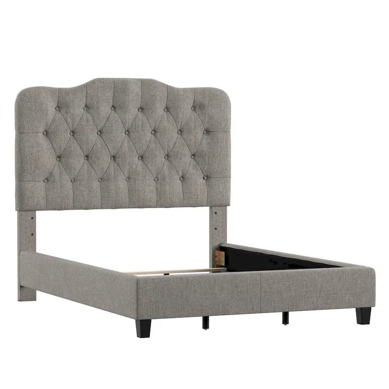 Upholstered Bed with Adjustable Headboard