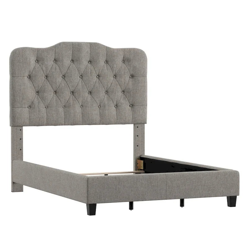 Upholstered Bed with Adjustable Headboard
