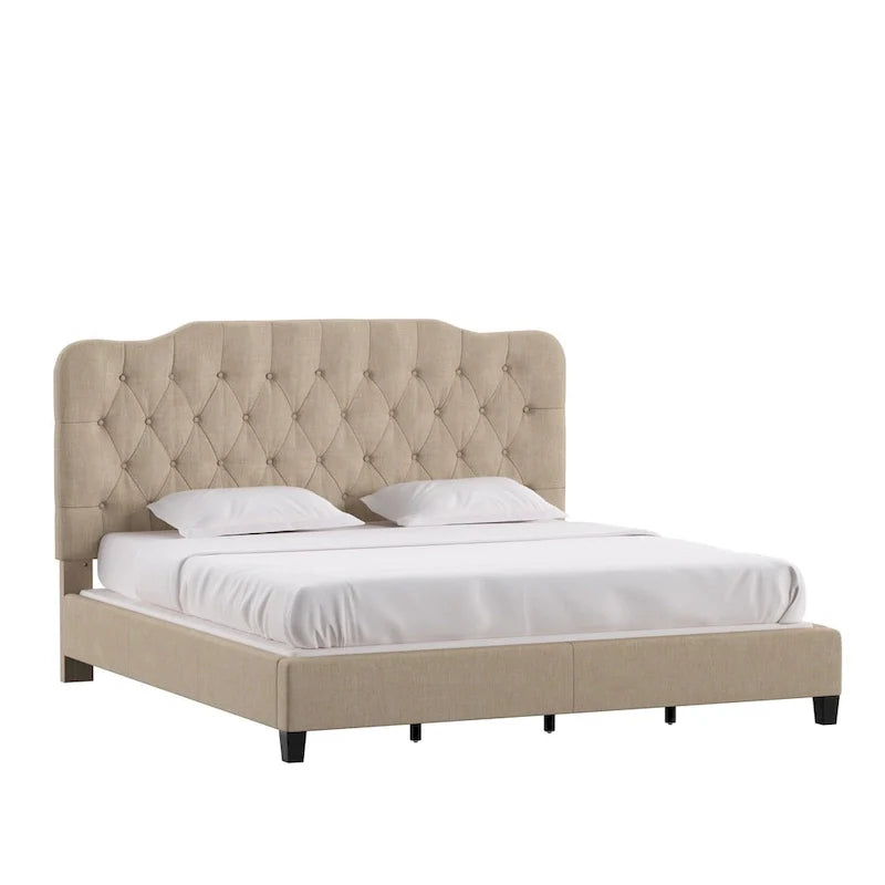 Upholstered Bed with Adjustable Headboard