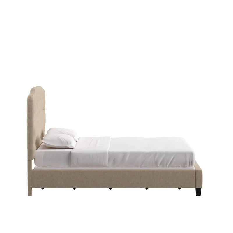 Upholstered Bed with Adjustable Headboard