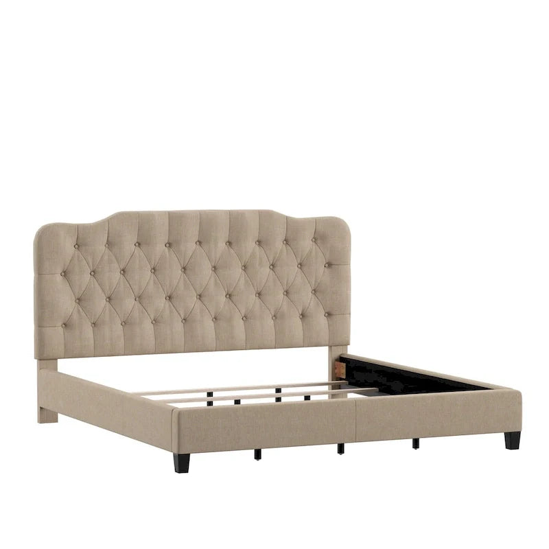 Upholstered Bed with Adjustable Headboard