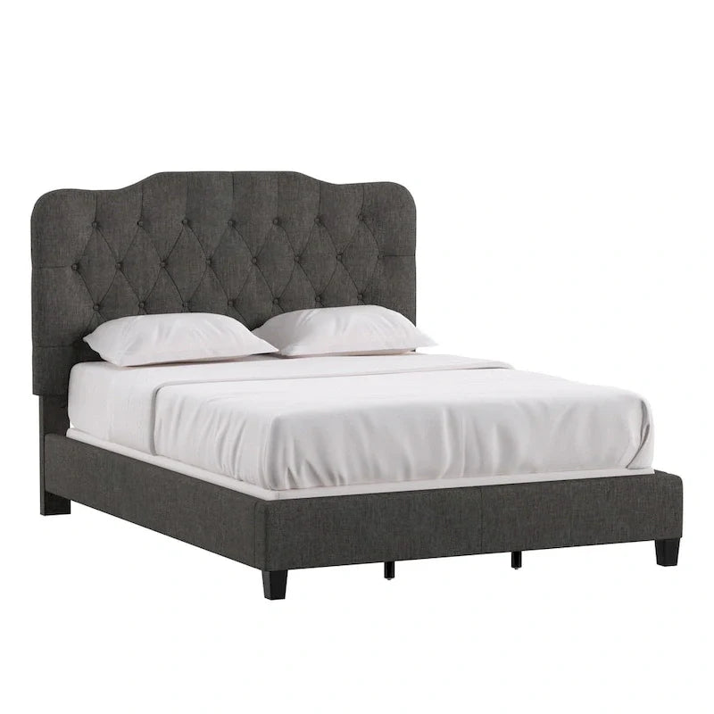 Upholstered Bed with Adjustable Headboard
