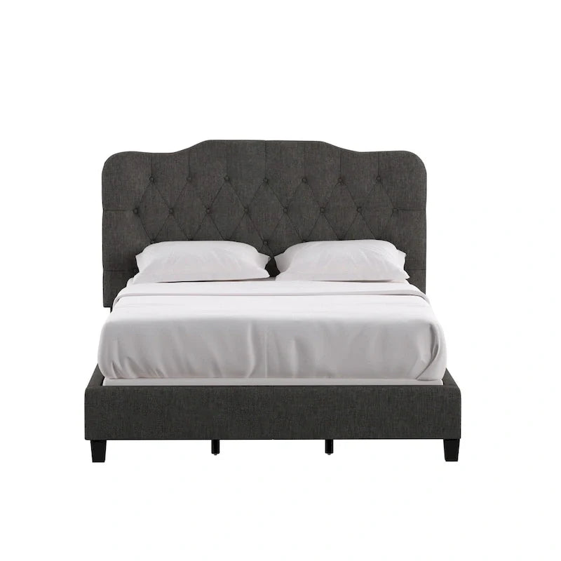 Upholstered Bed with Adjustable Headboard