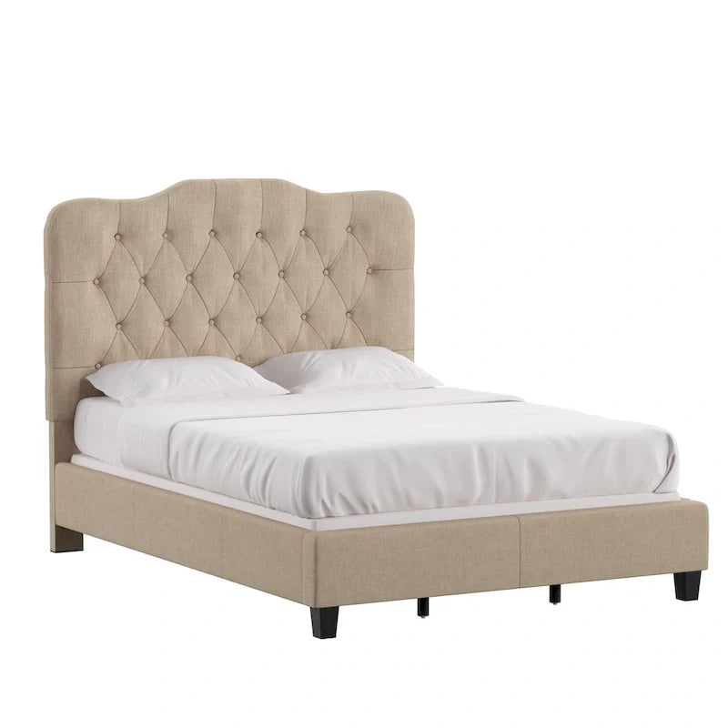 Upholstered Bed with Adjustable Headboard