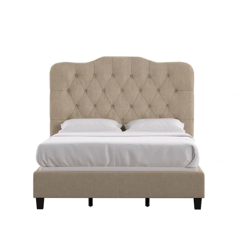 Upholstered Bed with Adjustable Headboard